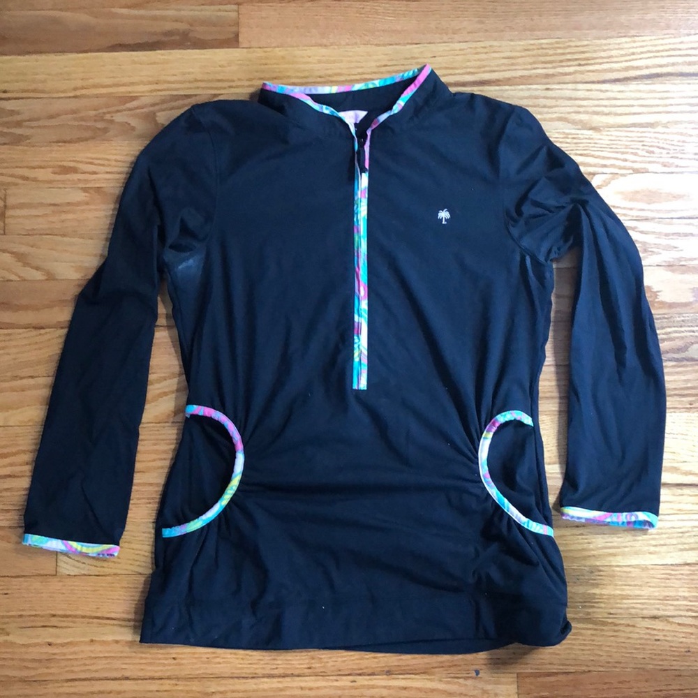 Lilly Pulitzer Black Sweatshirt with Multicolor Trim Sz L